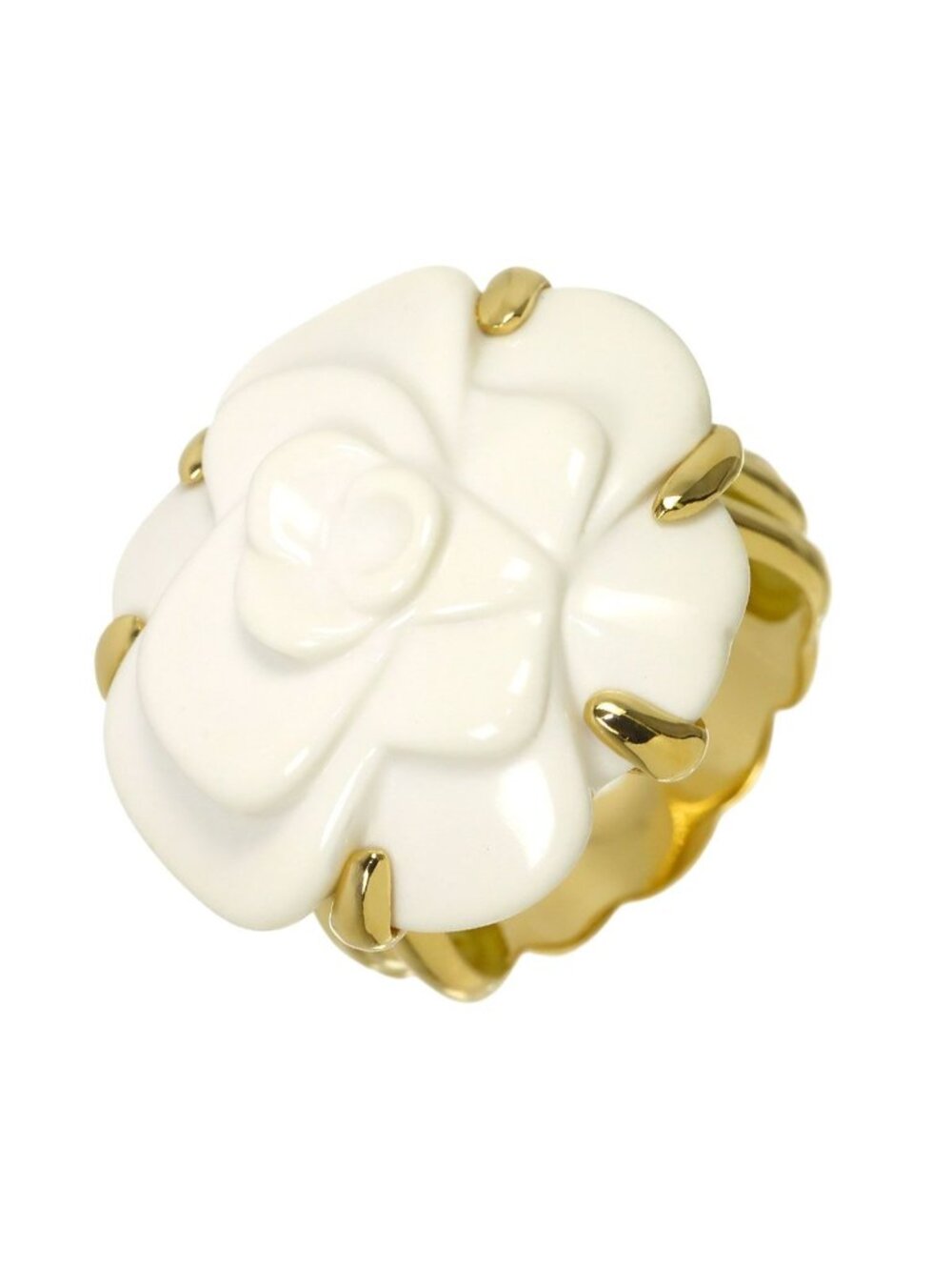 Chanel Camellia Ring Chalcedony 18K Yellow Gold